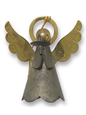Vintage Mid Century Rustic Brass Angel Candle Snuffer Ornament